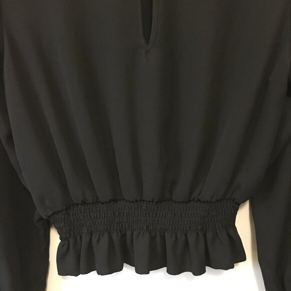 Elegant Black Sheer Mock Neck Witchy Blouse - Picture 8 of 15
